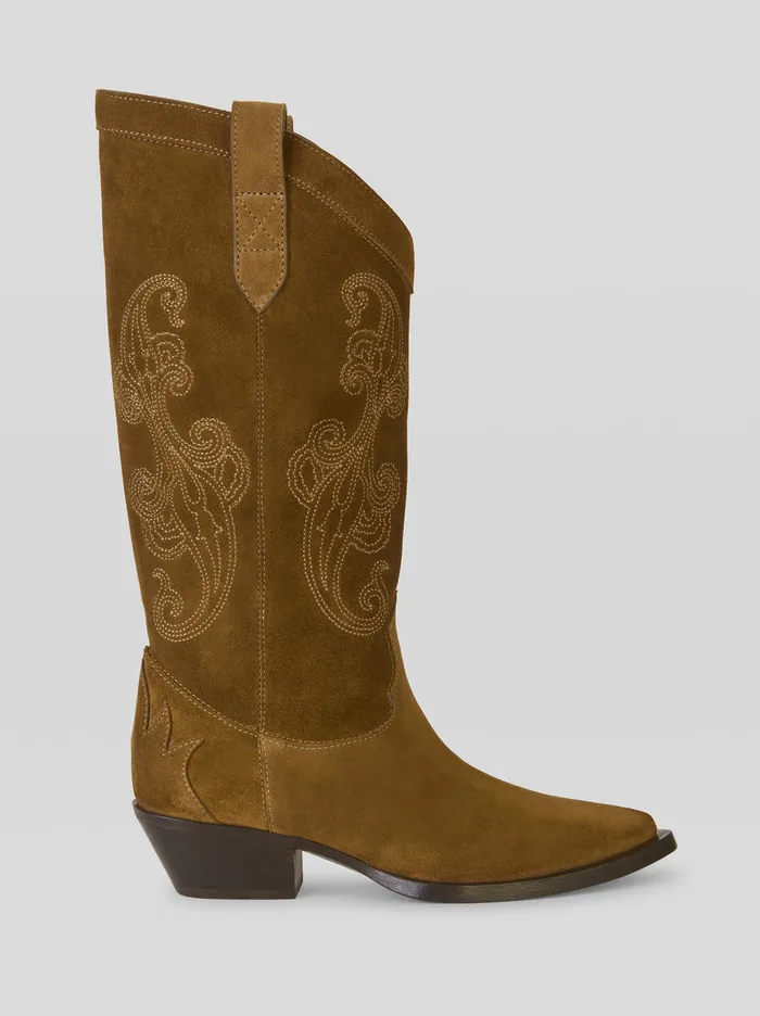 Women Suede Boots With Paisley Embroidery Etro Boots And Ankle Boots