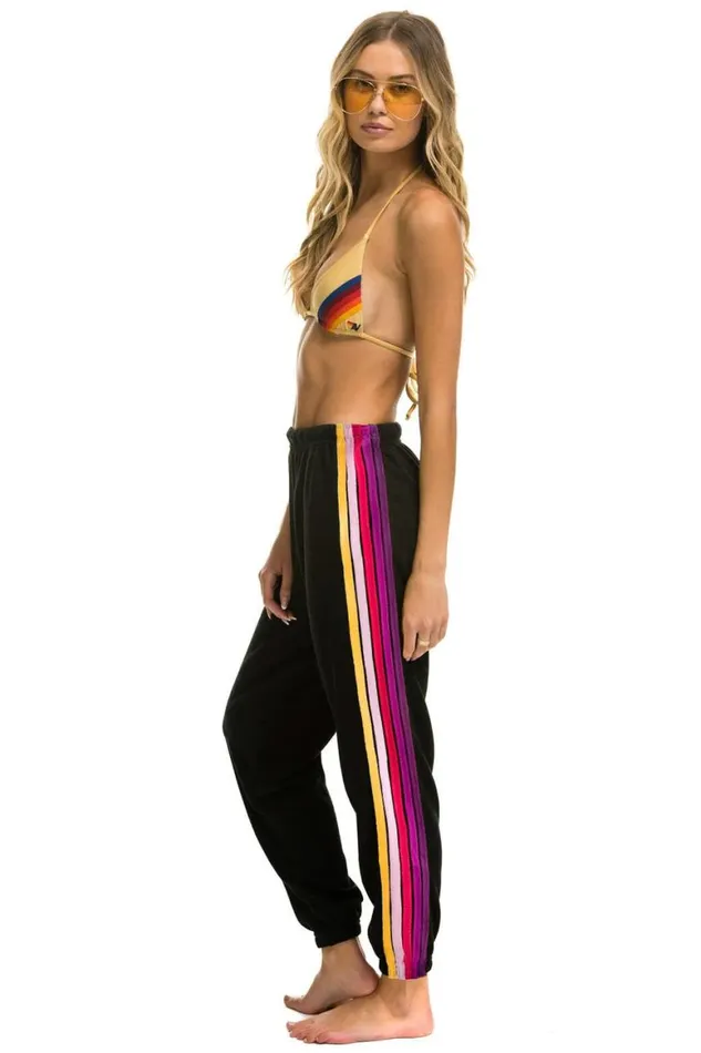 Women Sweatpants Aviator Nation 5 Stripe Sweatpants 8211 Black Wonka