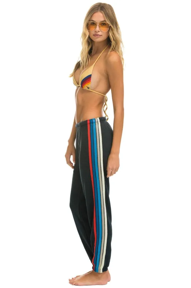 Women Sweatpants Aviator Nation 5 Stripe Sweatpants 8211 Charcoal Usa