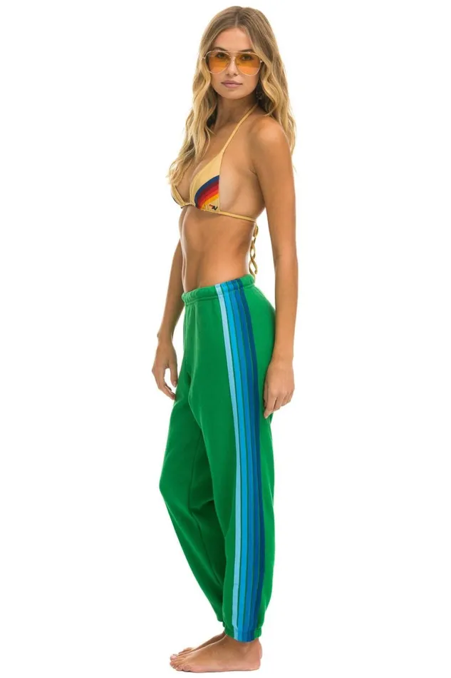 Women Sweatpants Aviator Nation 5 Stripe Sweatpants 8211 Kelly Green Blue