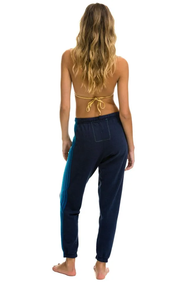 Women Sweatpants Aviator Nation 5 Stripe Sweatpants 8211 Navy Blue