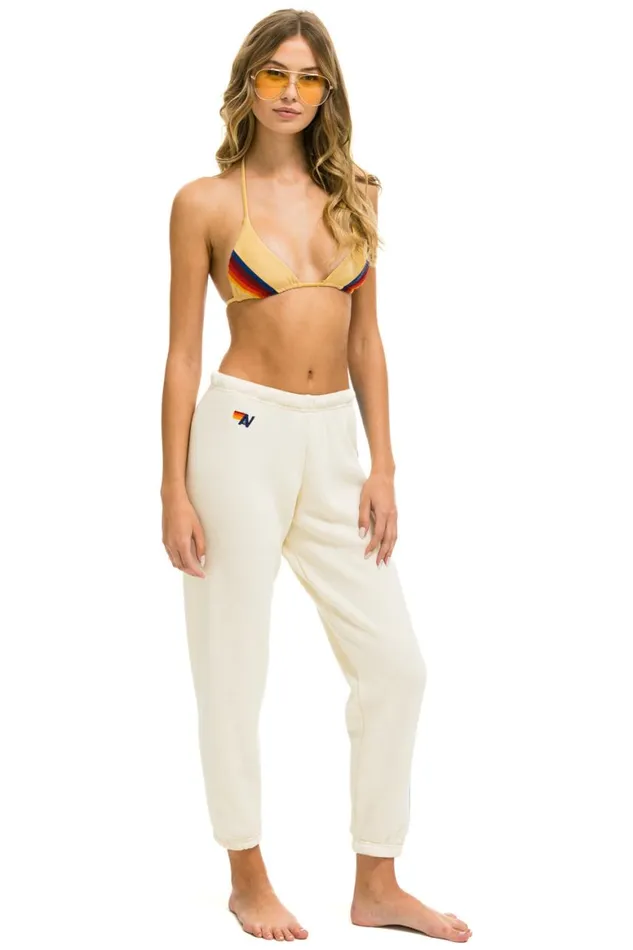 Women Sweatpants Aviator Nation 5 Stripe Sweatpants 8211 Vintage White Blue