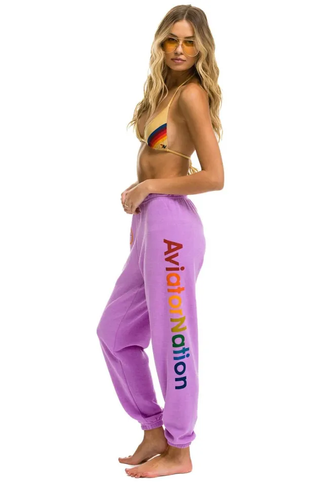 Women Sweatpants Aviator Nation Aspen Sweatpants 8211 Neon Purple