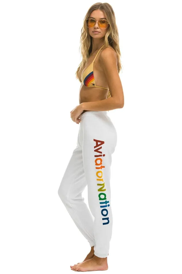 Women Sweatpants Aviator Nation La Jolla Sweatpants 8211 White