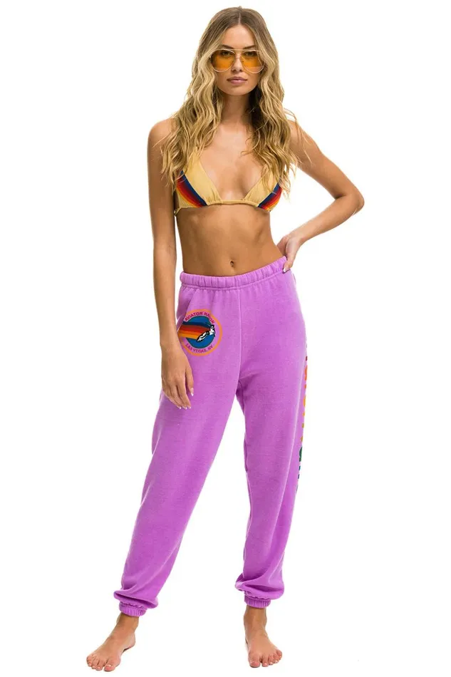 Women Sweatpants Aviator Nation Las Vegas Sweatpants 8211 Neon Purple