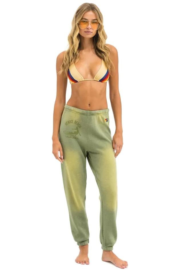 Women Sweatpants Aviator Nation Venice Surfer Sweatpants 8211 Faded Army