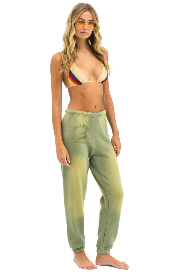 Women Sweatpants Aviator Nation Venice Surfer Sweatpants 8211 Faded Army