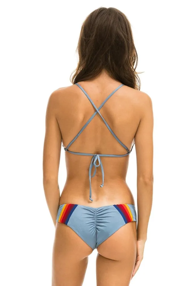 Women Swim Tops Aviator Nation 5 Stripe Triangle Cross Back Bikini Top 8211 Islanda