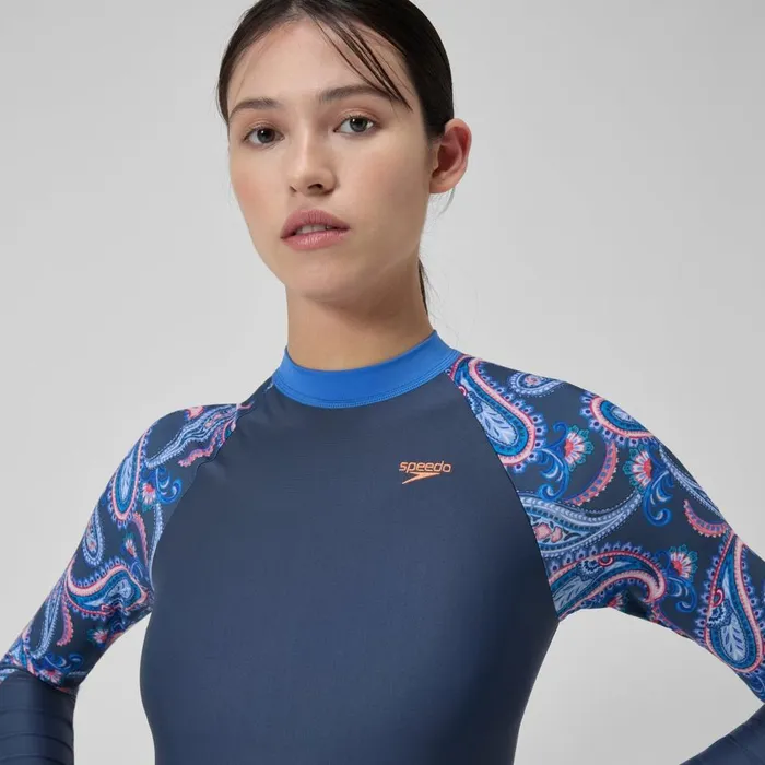 Women Swimming Costumes Speedo Women039s Long Sleeve Swim Dress NavyBlue