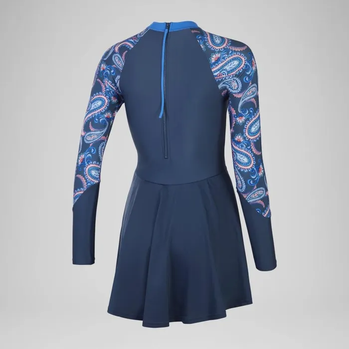 Women Swimming Costumes Speedo Women039s Long Sleeve Swim Dress NavyBlue