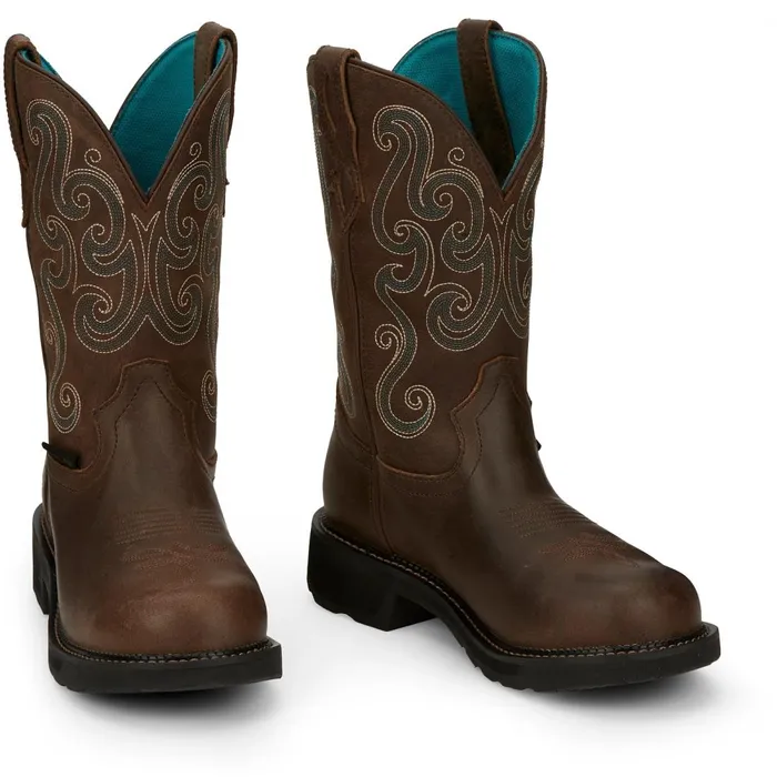 WOMEN Tasha 11034 Steel Toe Waterproof Work Boot Brown Justin Boots Work