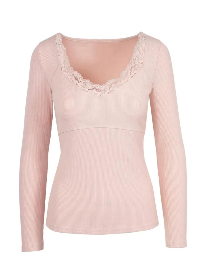 Women Tops and Tees Jessica Simpson Abbey Sweatheart Top In Silver Pink