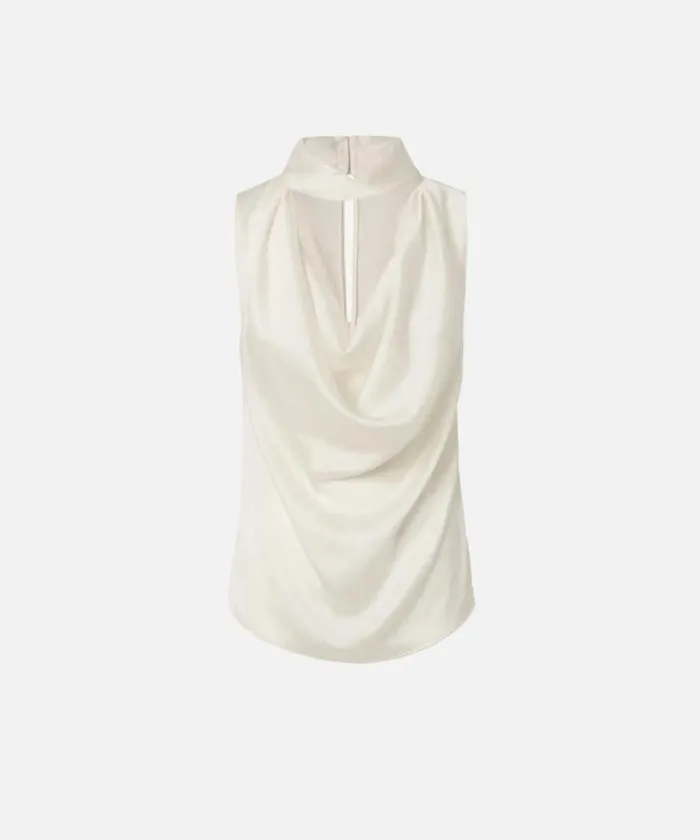 Women Topwear Pinko Crinkle Satin Top With Draping Lily White Women Topwear Pinko Crinkle Satin Top With Draping Lily White