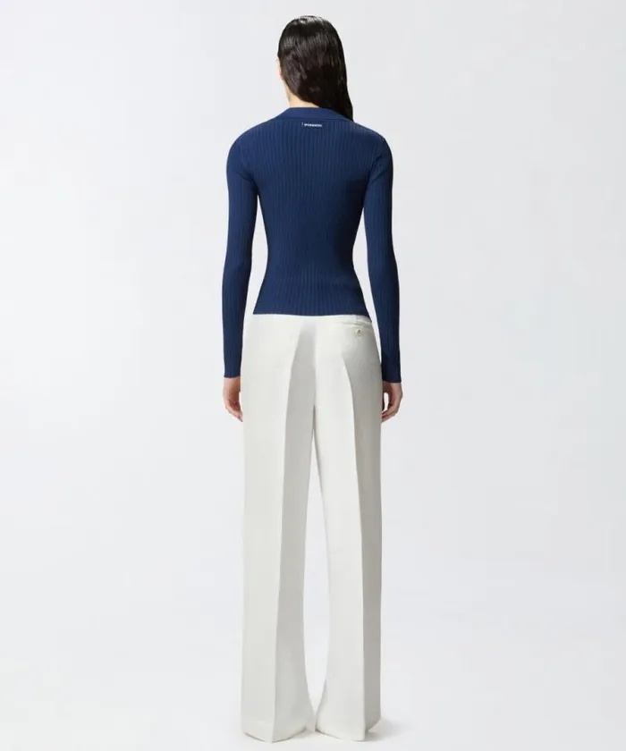 Women Topwear Pinko Longsleeved Sweater With Wide Neck Gloomy Blue