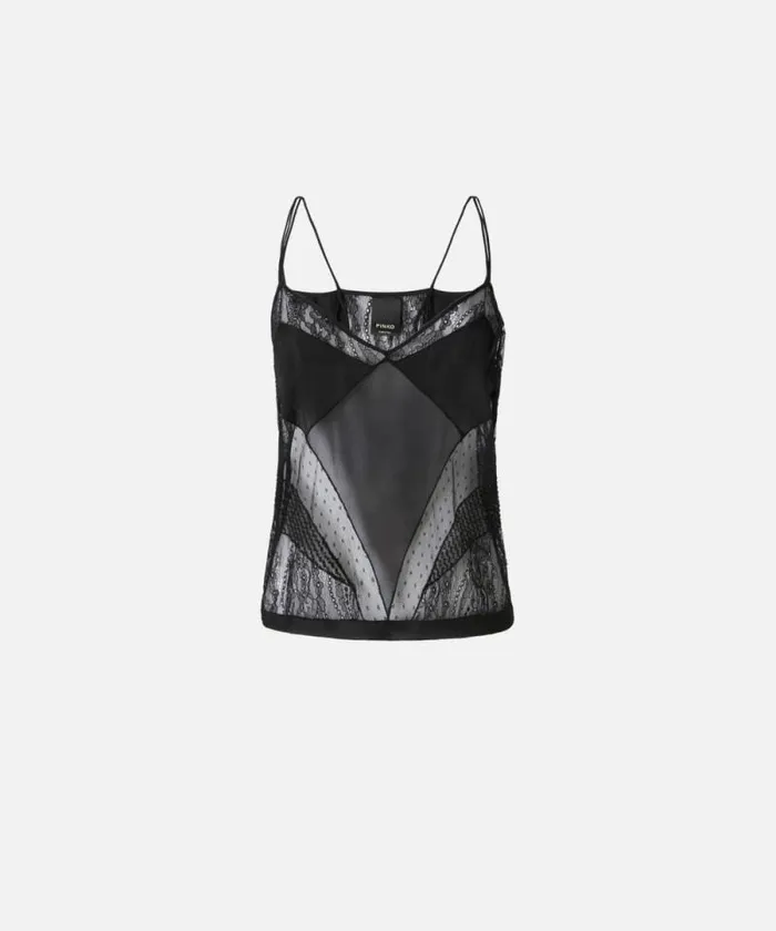 Women Topwear Pinko Patchwork Lingerie Top Limo Black Women Topwear Pinko Patchwork Lingerie Top Limo Black