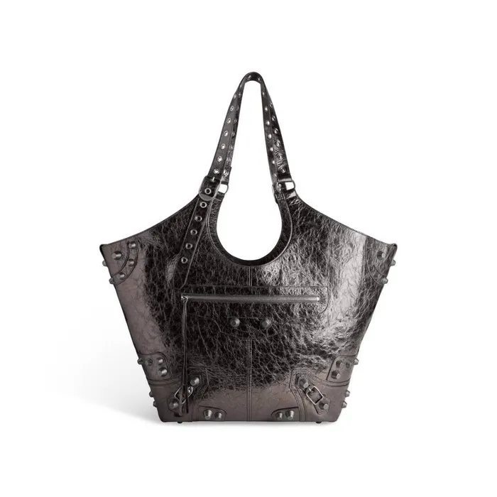 Women Tote Bags Balenciaga Le Cagole Large Carry All Bag Metallized In Grey