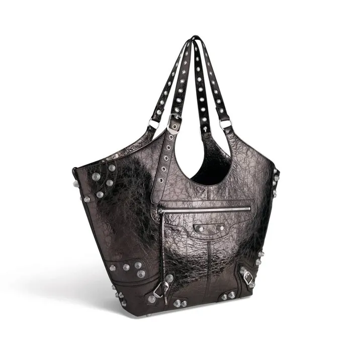 Women Tote Bags Balenciaga Le Cagole Large Carry All Bag Metallized In Grey
