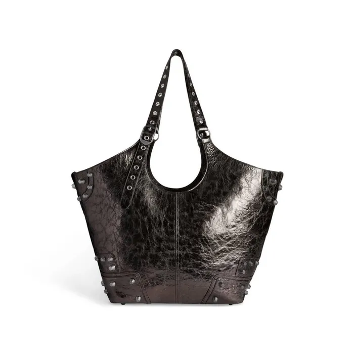 Women Tote Bags Balenciaga Le Cagole Large Carry All Bag Metallized In Grey