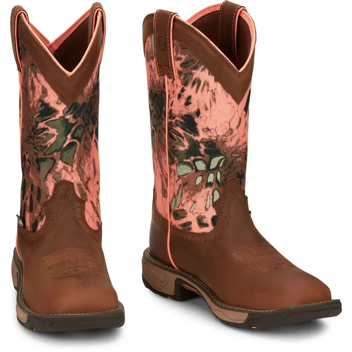 WOMEN Trekker 11034 Waterproof Work Boot Russet Brown Justin Boots Work