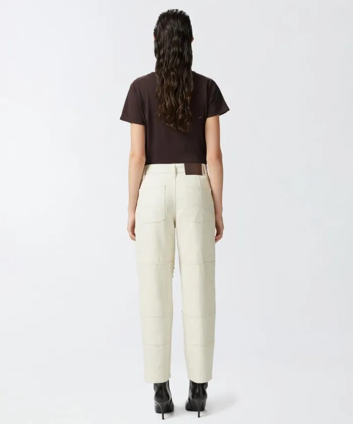 Women Trousers Pinko Cotton Bull Trousers With Pointed Studs Fog Beige Women Trousers Pinko Cotton Bull Trousers With Pointed Studs Fog Beige