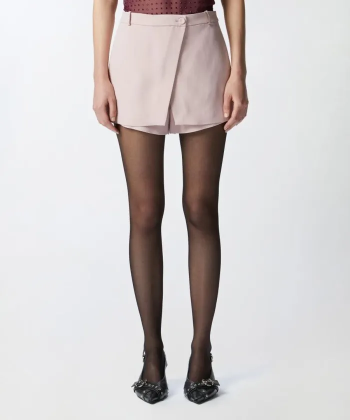 Women Trousers Pinko Crossoverfront Shorts In Technical Cady Zephyr Pink Women Trousers Pinko Crossoverfront Shorts In Technical Cady Zephyr Pink