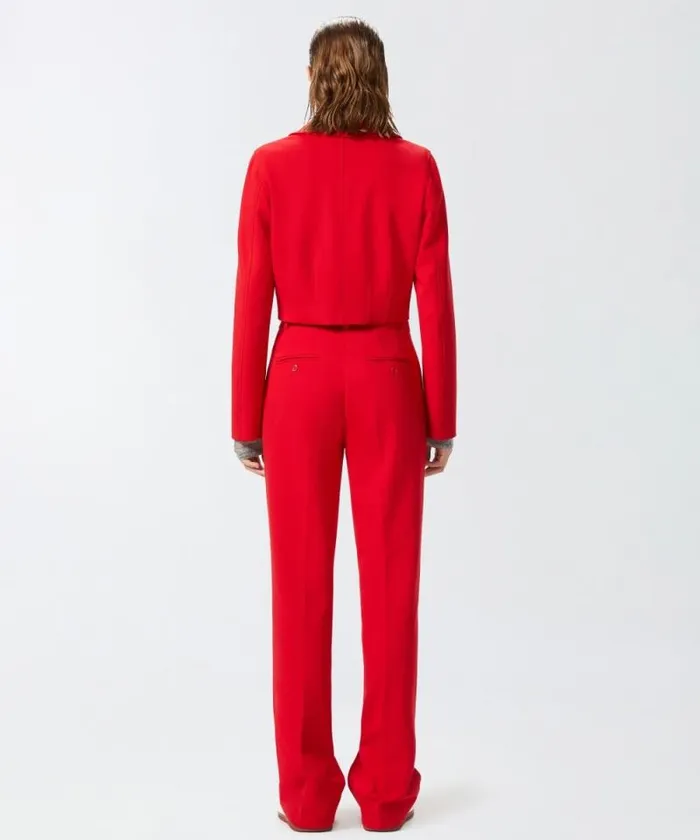 Women Trousers Pinko Elegant Full Milanoknit Straightleg Trousers Tango Red Women Trousers Pinko Elegant Full Milanoknit Straightleg Trousers Tango Red