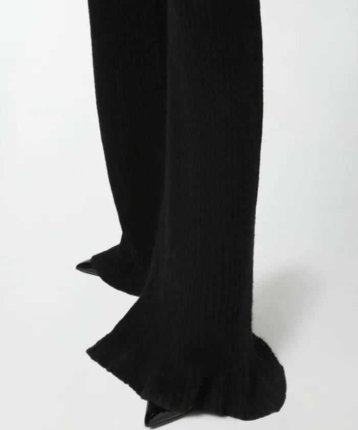 Women Trousers Pinko Veileffect Ribbed Knit Trousers Limo Black