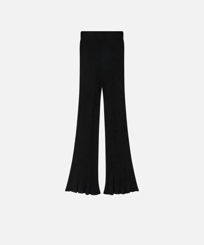 Women Trousers Pinko Veileffect Ribbed Knit Trousers Limo Black