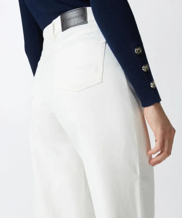 Women Trousers Pinko Wideleg Trousers In Dyed Twill Snow White Women Trousers Pinko Wideleg Trousers In Dyed Twill Snow White
