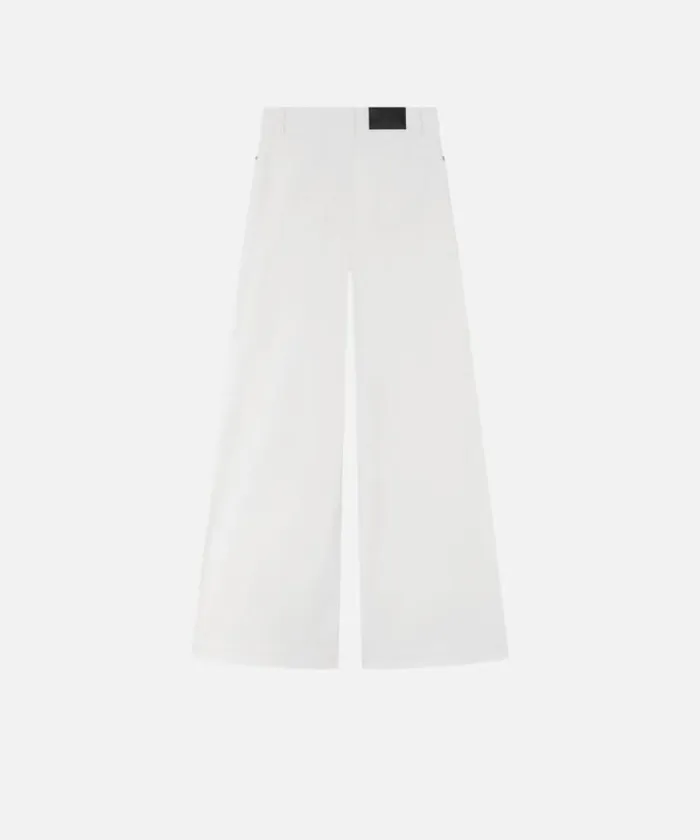 Women Trousers Pinko Wideleg Trousers In Dyed Twill Snow White Women Trousers Pinko Wideleg Trousers In Dyed Twill Snow White