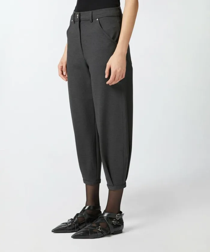 Women Trousers Pinko Wideleg Workwear Trousers With Pockets Greycrow Women Trousers Pinko Wideleg Workwear Trousers With Pockets Greycrow