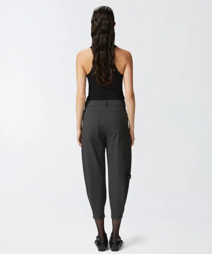 Women Trousers Pinko Wideleg Workwear Trousers With Pockets Greycrow Women Trousers Pinko Wideleg Workwear Trousers With Pockets Greycrow
