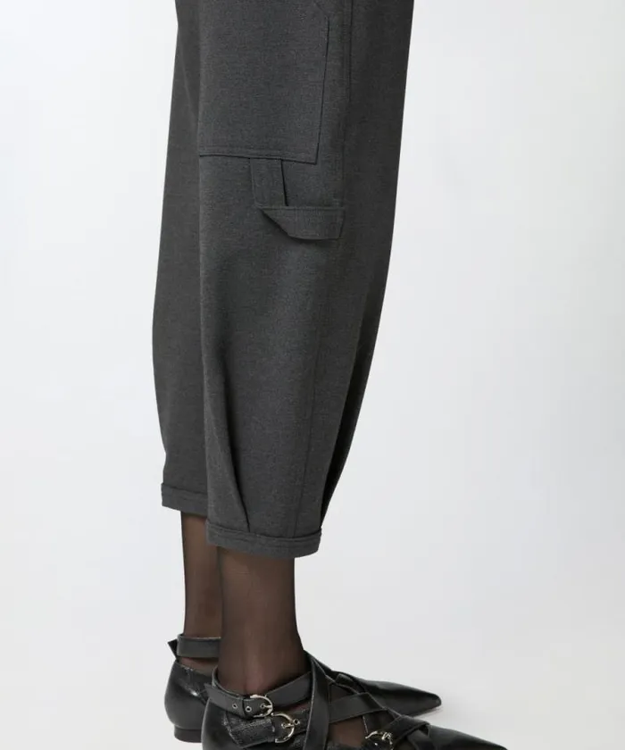Women Trousers Pinko Wideleg Workwear Trousers With Pockets Greycrow Women Trousers Pinko Wideleg Workwear Trousers With Pockets Greycrow
