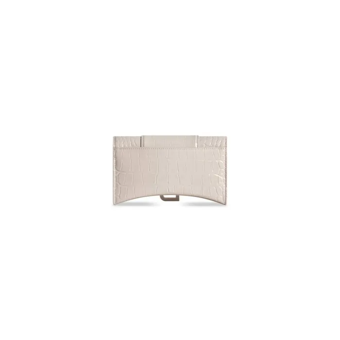 Women Wallets On Chain Balenciaga Hourglass Wallet On Chain Crocodile Embossed In Beige