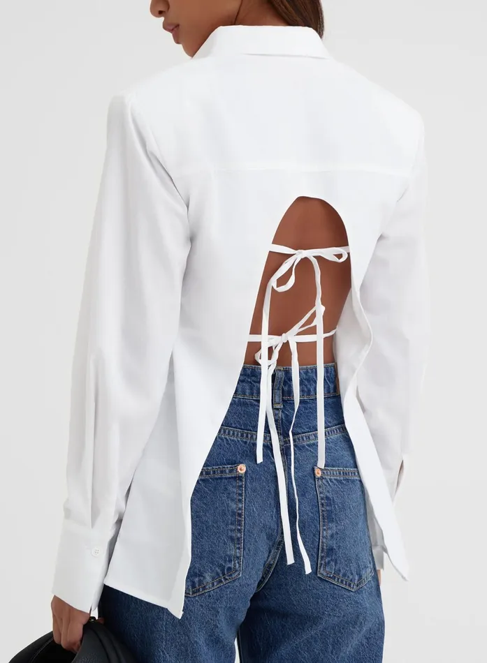 Women White Open Tie Back Shirt 8211 Vienna 4th and Reckless Tops