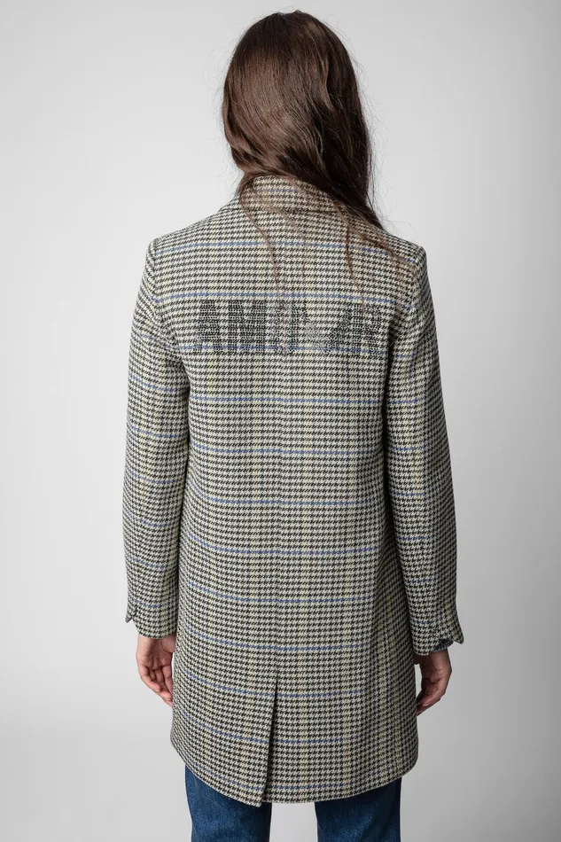 Zadig and Voltaire Coats MARCO CAR COAT BLUE CHECK 8211 Women Zadig and Voltaire Coats MARCO CAR COAT BLUE CHECK 8211 Women