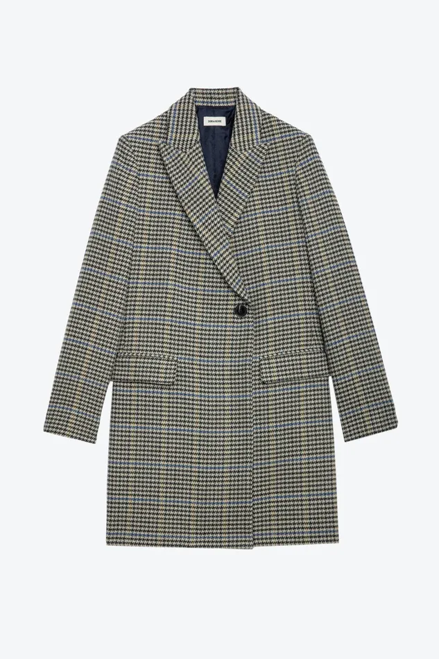 Zadig and Voltaire Coats MARCO CAR COAT BLUE CHECK 8211 Women Zadig and Voltaire Coats MARCO CAR COAT BLUE CHECK 8211 Women